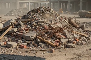 Virginia Beach construction waste on industrial background with natural light