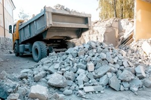 truck loading construction waste