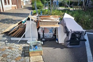 trash outside a home