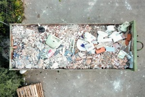 dumpster with home renovation waste