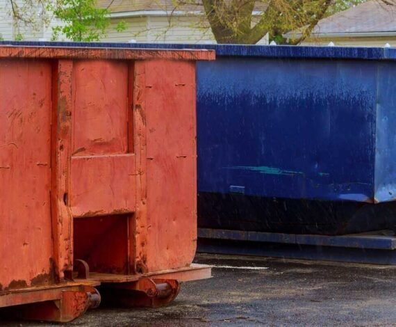industrial garbage container on construction site