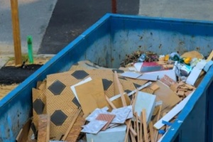 dumpster filled with household waste