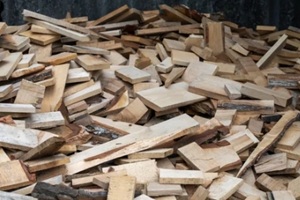 a large pile of various wooden offcuts and scrap pieces
