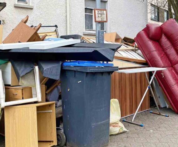 trash outside a home