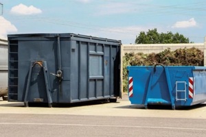 two multicolor different size dumpster