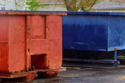 industrial garbage container on construction site