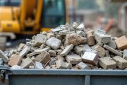 pile of shattered construction waste after building demolition