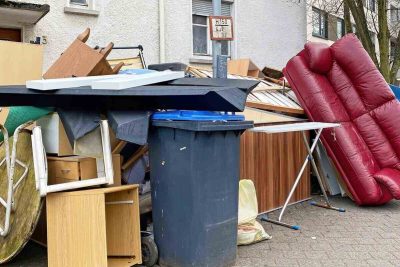trash outside a home